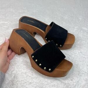 Axel Veronica Beard Style Black Hannalee Platform Slide Sandal Clog Size 38/ 7.5